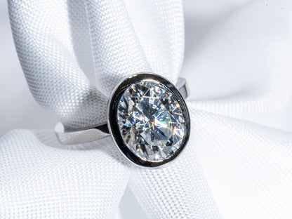 Classic 3.0 CT Oval Moissanite Engagement Ring with Bezel Design 1