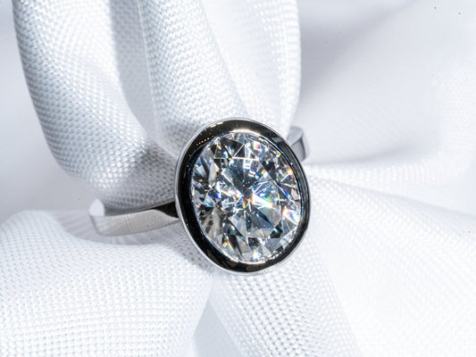 Classic 3.0 CT Oval Moissanite Engagement Ring with Bezel Design 1