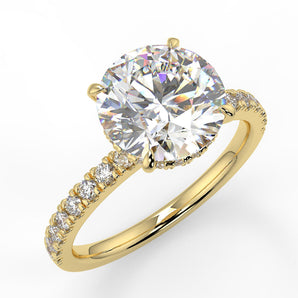 Stunning 2.0 CT Round Moissanite Engagement Ring with Hidden Halo & Pave Design