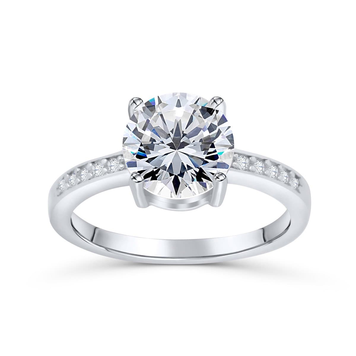 Stunning 1.75 CT Round Moissanite Engagement Ring with Pave Design 1