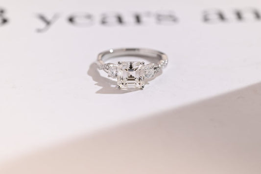 Stunning 1.0 - 2.0 CT Asscher Moissanite Engagement Ring With Twisted Pave Design 1