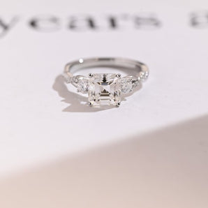 Stunning 1.0 - 2.0 CT Asscher Moissanite Engagement Ring With Twisted Pave Design