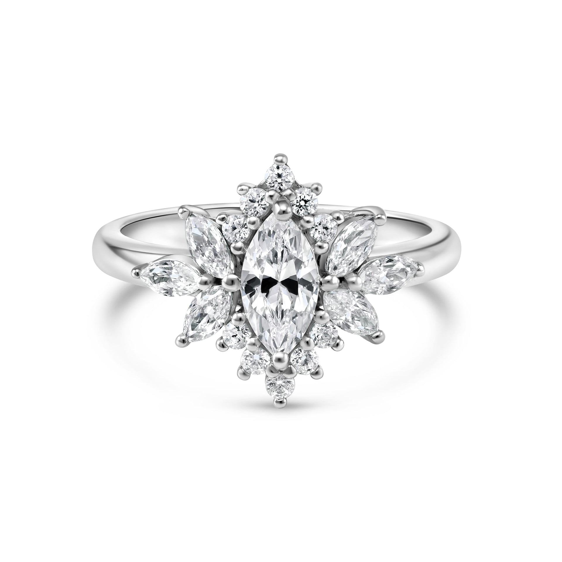Stunning 0.5 CT Marquise Moissanite Engagement Ring With Cluster Design 1