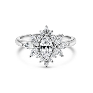 Stunning 0.5 CT Marquise Moissanite Engagement Ring With Cluster Design