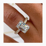Stunning 3.10 CT Emerald Moissanite Engagement Ring with Hidden Halo & Pave Design 1