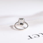Stunning 1.0 - 2.0 CT Emerald Moissanite Engagement Ring with Pave and Halo Design 9