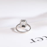Stunning 1.0 - 2.0 CT Emerald Moissanite Engagement Ring with Pave and Halo Design 9