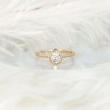 Stunning 0.75 CT Pear Moissanite Engagement Ring With Bezel Design 1