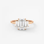Emerald Three Stone Lab Grown Diamond Engagement Ring