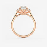 Emerald Three Stone Lab Grown Diamond Engagement Ring