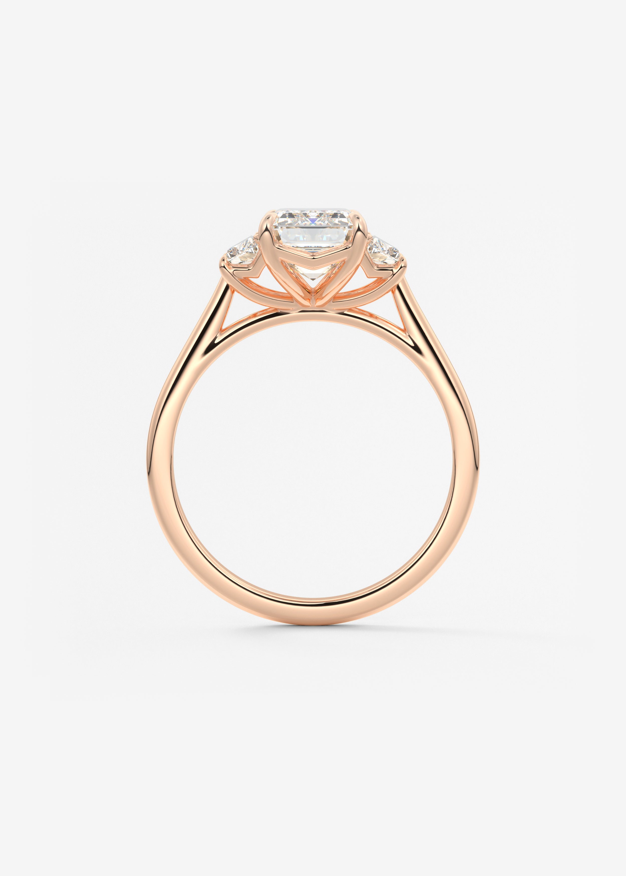 Emerald Three Stone Lab Grown Diamond Engagement Ring