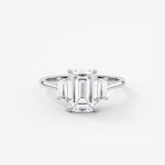 Emerald Three Stone Lab Grown Diamond Engagement Ring