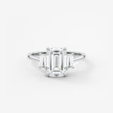 Emerald Three Stone Lab Grown Diamond Engagement Ring