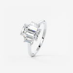 Emerald Three Stone Lab Grown Diamond Engagement Ring