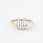 Emerald Three Stone Lab Grown Diamond Engagement Ring
