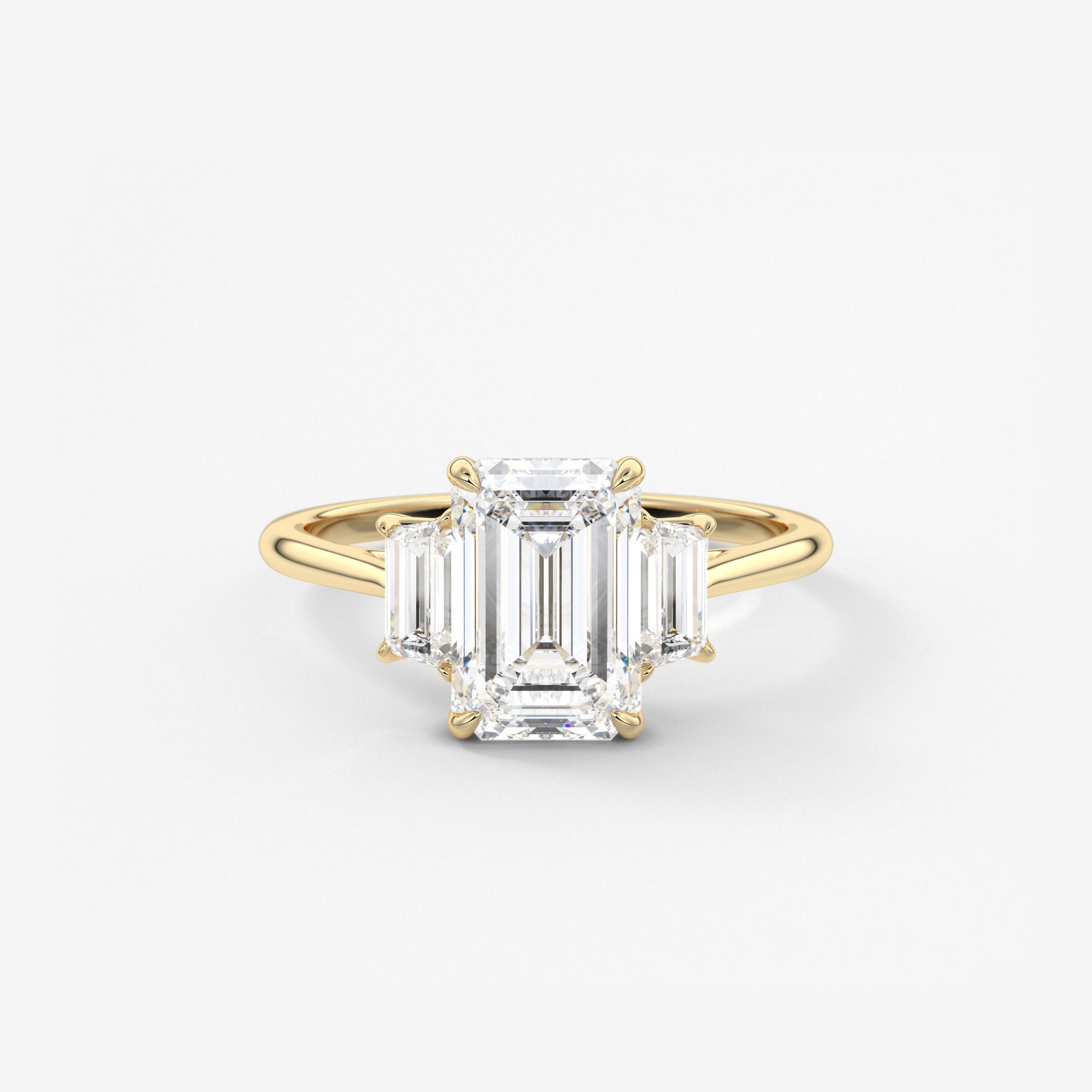 Emerald Three Stone Lab Grown Diamond Engagement Ring
