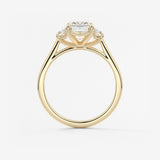 Emerald Three Stone Lab Grown Diamond Engagement Ring