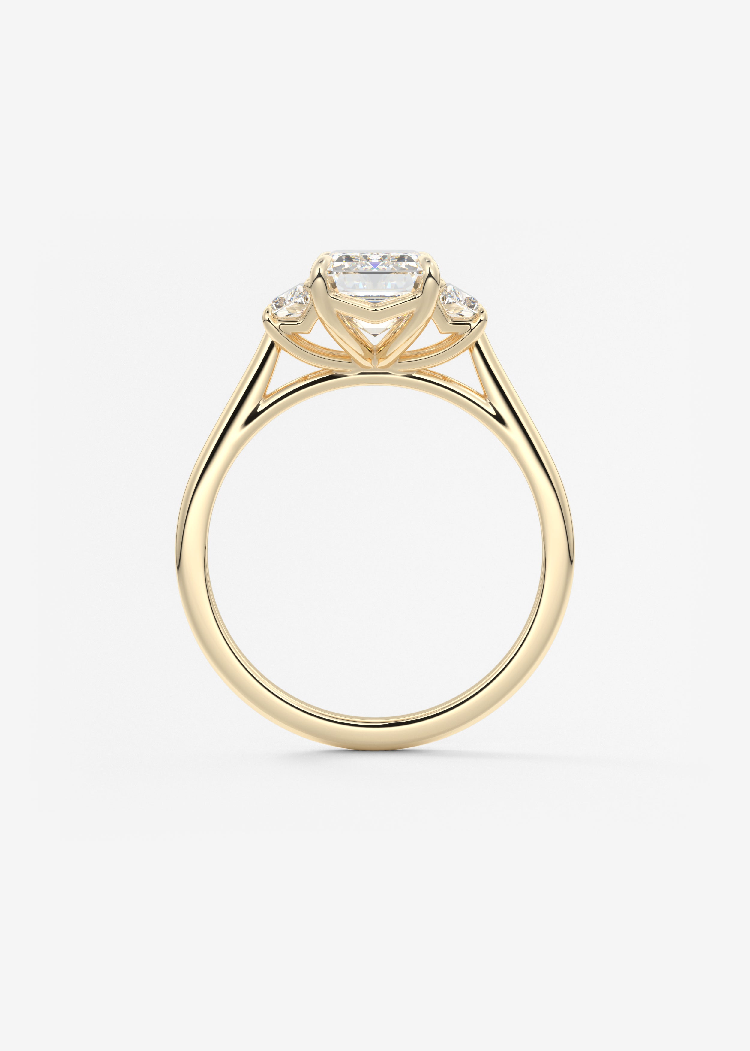 Emerald Three Stone Lab Grown Diamond Engagement Ring