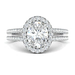 Stunning 0.6 CT Oval Moissanite Stones Pave & Halo Engagement Rings 1