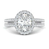 Stunning 0.6 CT Oval Moissanite Stones Pave & Halo Engagement Rings 1