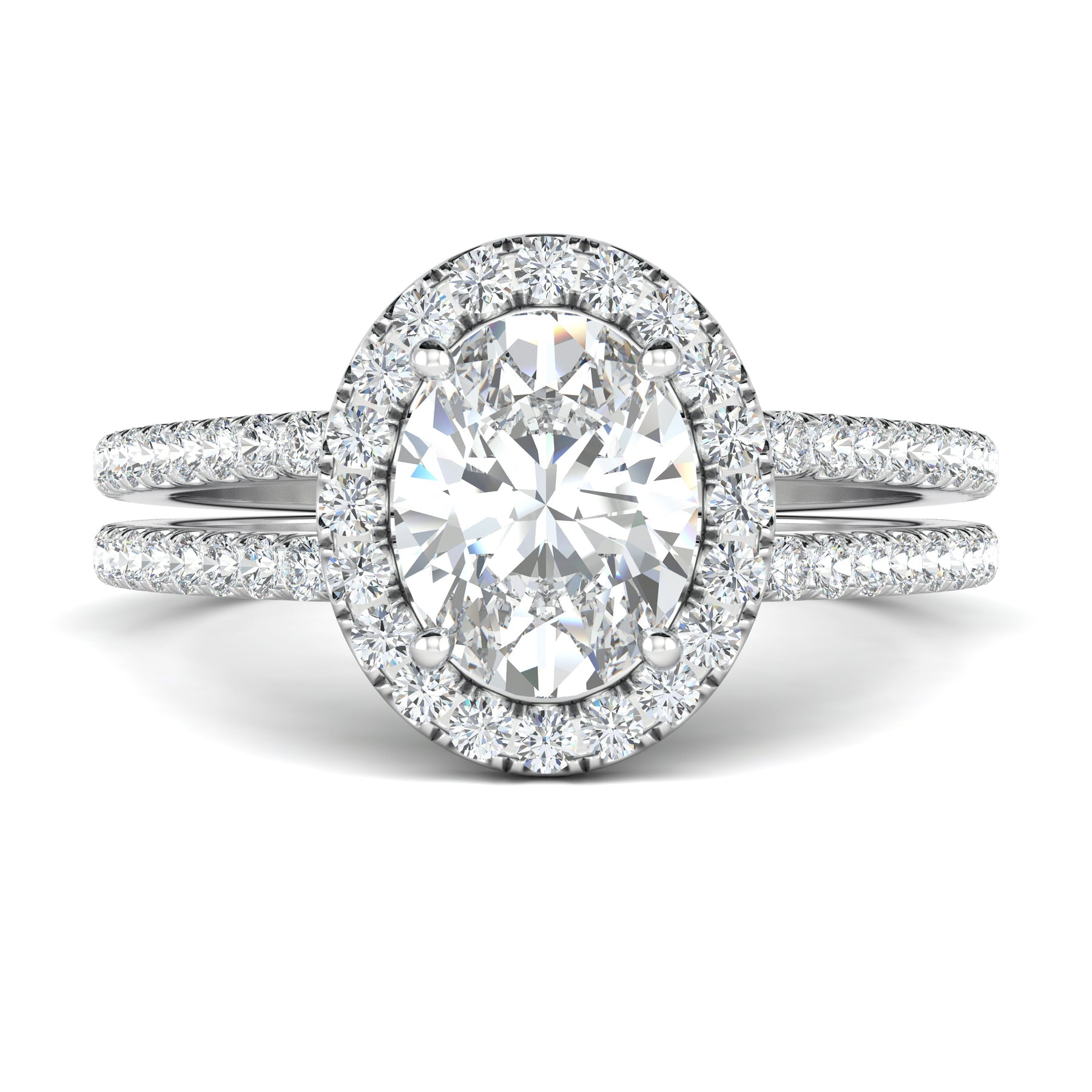 Stunning 0.6 CT Oval Moissanite Stones Pave & Halo Engagement Rings 1