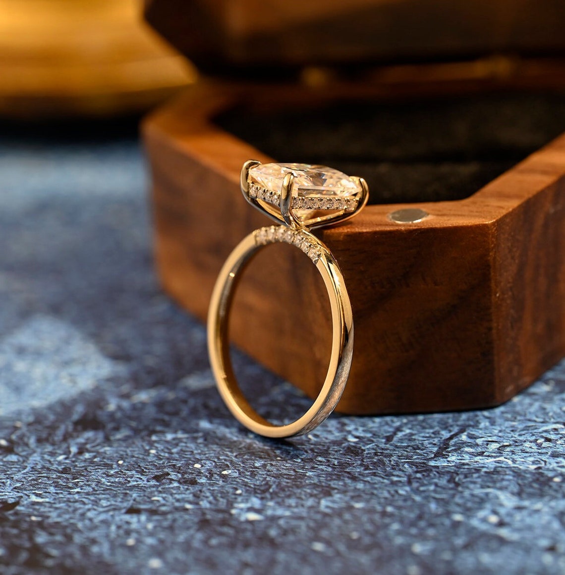 3.5 CT Radiant Shaped Moissanite Engagement Ring With Hidden Halo Style 7