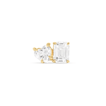3.0 TCW Heart & Emerald Cut Moissanite Two Stone Stud Earrings in Gold 9