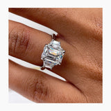 Classic 2.0 CT Emerald Moissanite Engagement Ring with Three Stone Design 3