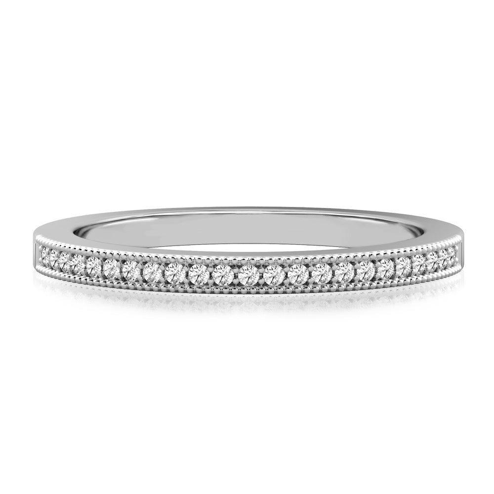 Stunning 0.30 CT Round Moissanite Stones Milgrain Wedding Band 1