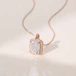 2.20 TCW Emerald Moissanite Diamond Halo Pendant Necklace in Solid Gold 2
