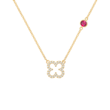 0.25 CT Round Ruby Lab Made Diamond- July Birthstone Floral Necklace 1