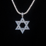 3 CT Baguette & Round Moissanite Star Silver Pendant for Him 1