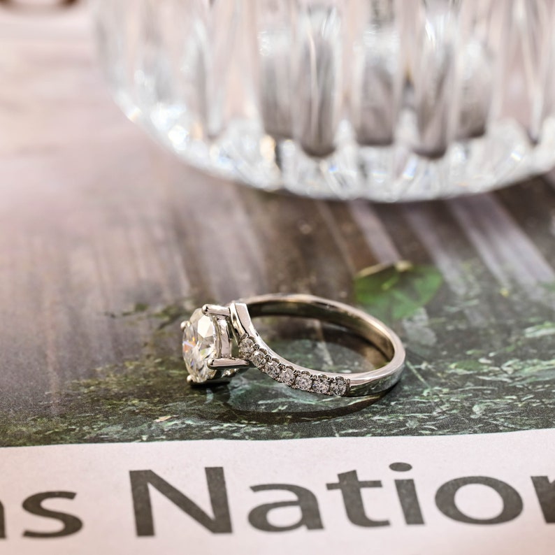 Stunning 2.0 CT Round Moissanite Engagement Ring with Pave Design 3
