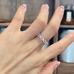 0.7 TCW Emerald & Round Cut Moissanite Bridal Wedding Band 5