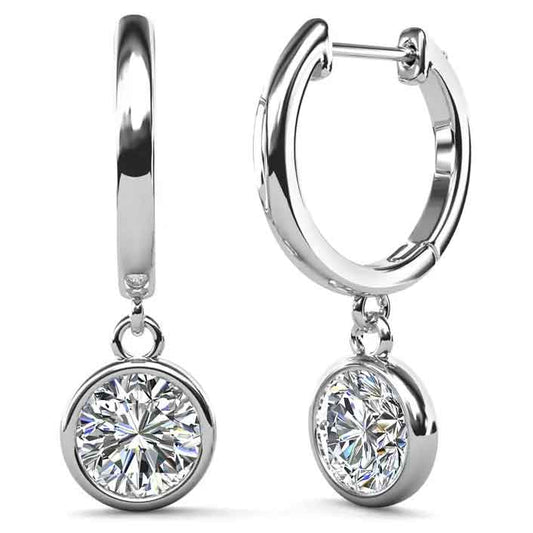 Round Cut Cubic Zirconia in 925 Sterling Silver Earrings 1