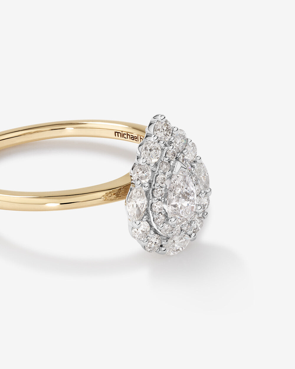 Stunning 0.8 TCW Pear Moissanite Engagement Ring In Cluster Design 5