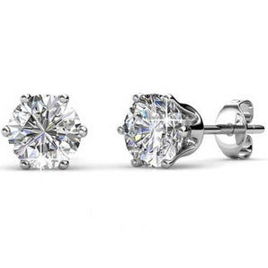 Round Cut Cubic Zirconia in 925 Sterling Silver Earrings