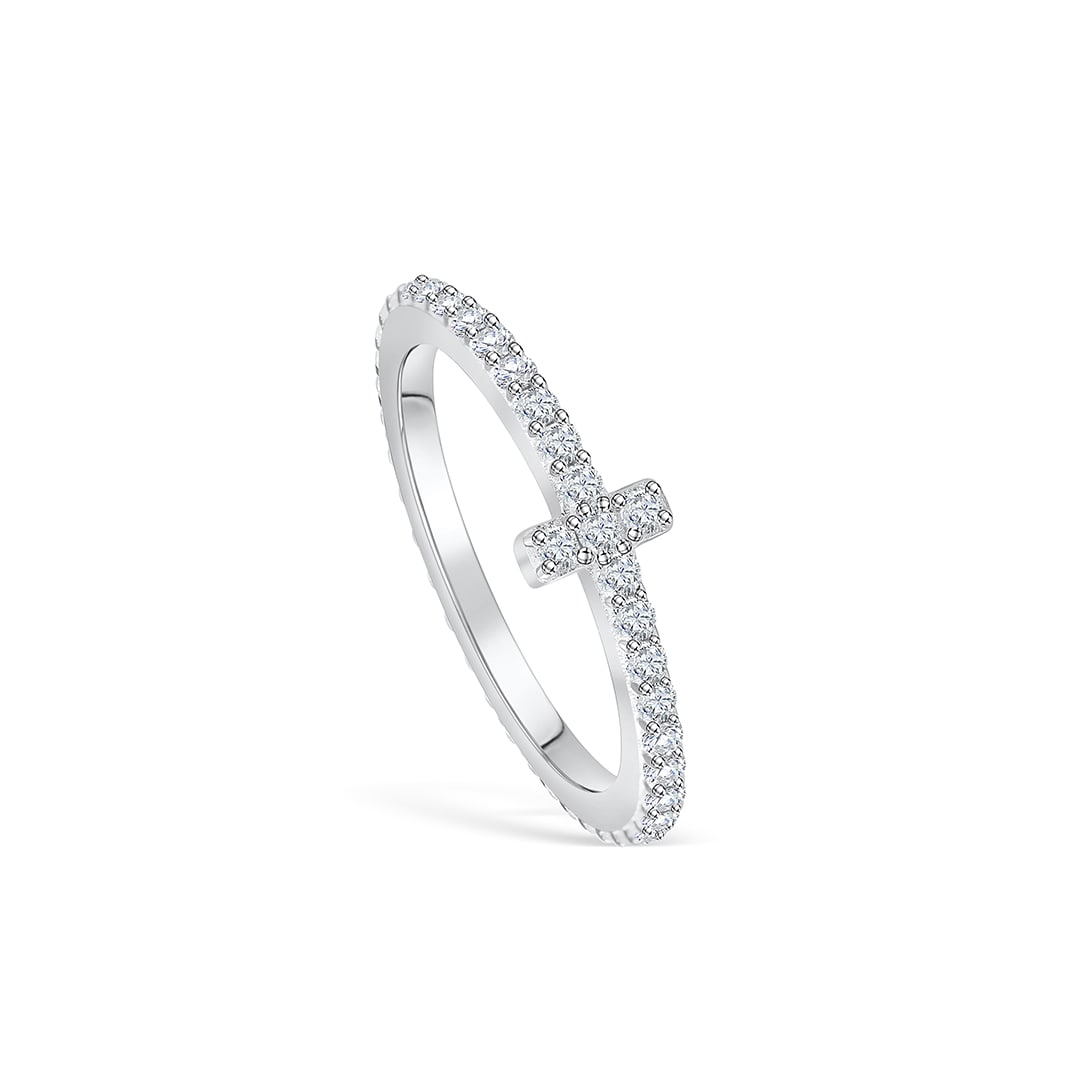 Stunning 0.4 TCW Round Moissanite Stones Stella T Shaped Wedding Band 2