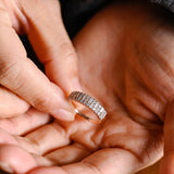 Stunning 0.4 TCW Baguette & Round Moissanite Stones Half Eternity Wedding Band 2