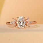Stunning 2.0 CT Oval Shape Moissanite Engagement Ring with Cluster Design 1