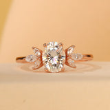Stunning 2.0 CT Oval Shape Moissanite Engagement Ring with Cluster Design 1