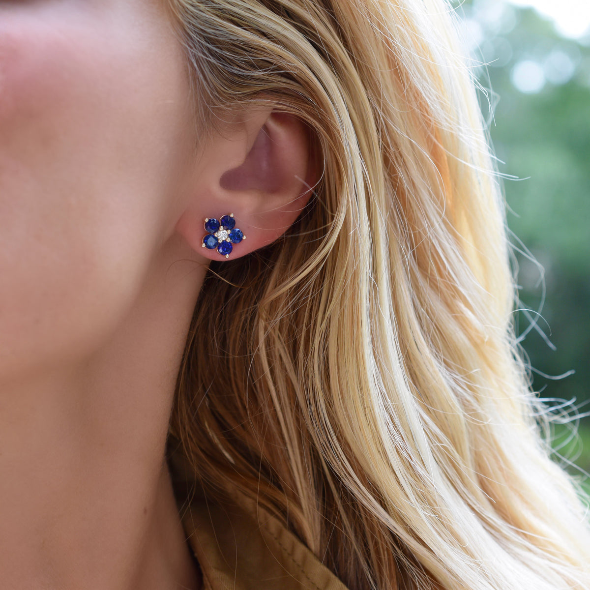 1.46 TCW Round Sapphire Lab Made Diamond- September Birthstone Earrings 7