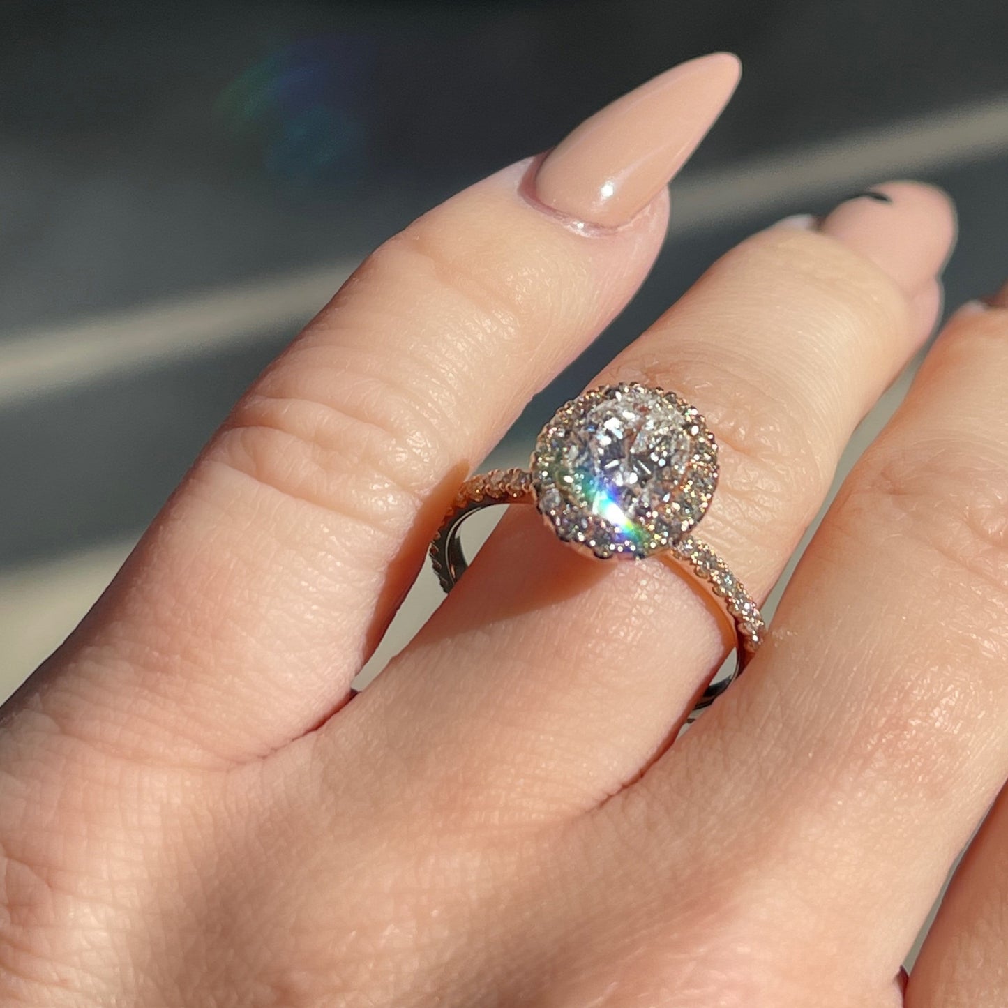 Stunning 1.0 CT Oval Moissanite Engagement Ring with Halo & Pave Design 3