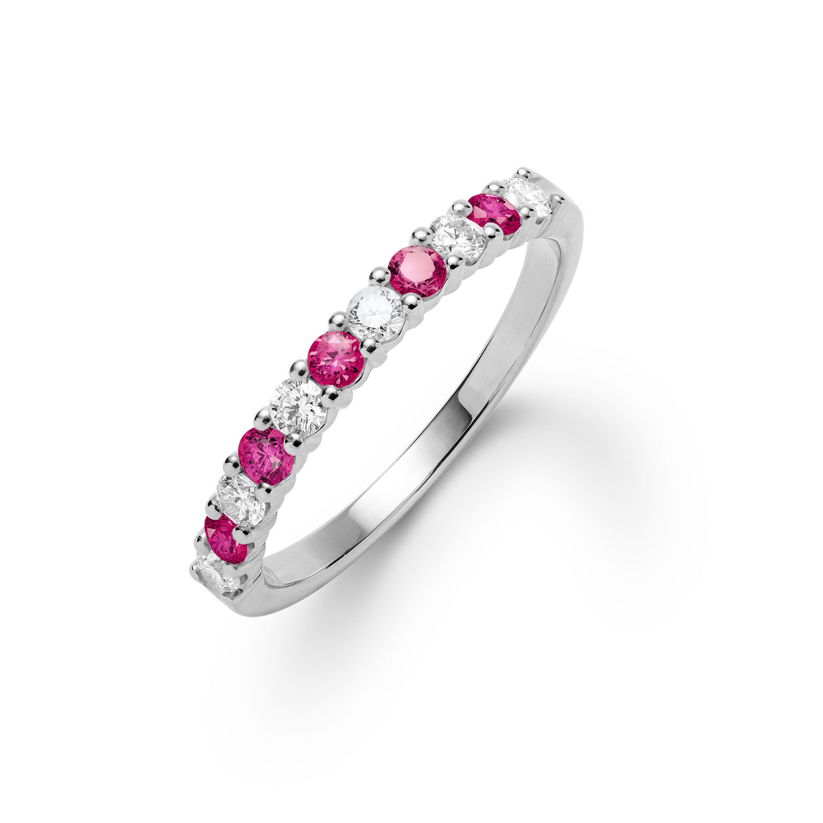 0.33 TCW Round Ruby Lab Made Diamond- January Birthstone Half Eternity Wedding Band 7