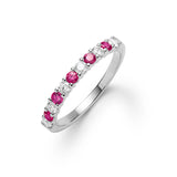 0.33 TCW Round Ruby Lab Made Diamond- January Birthstone Half Eternity Wedding Band 7