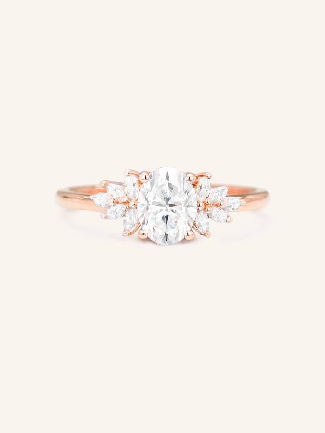 Stunning 1 CT Oval Moissanite Engagement Ring With Cluster Design 4
