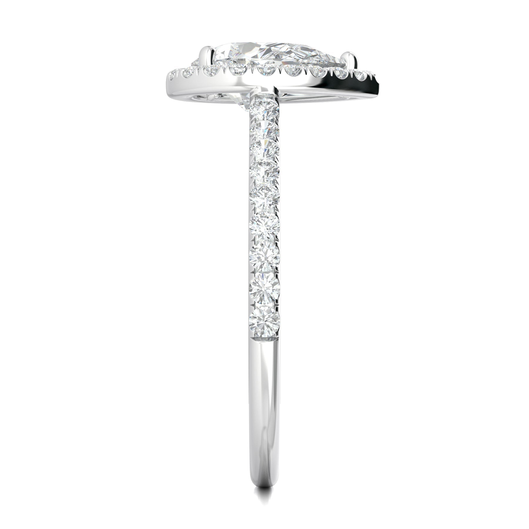 Stunning 0.4 CT Pear Moissanite Stones Pave & Halo Wedding Bands 4