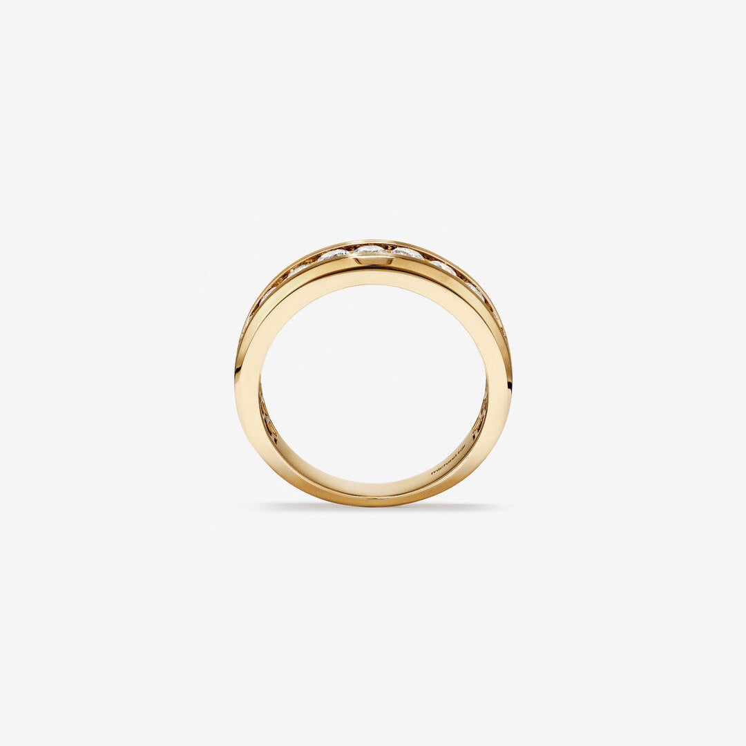 1.0  TCW Round Moissanite Half Eternity Men's Wedding Band in Solid Gold 2
