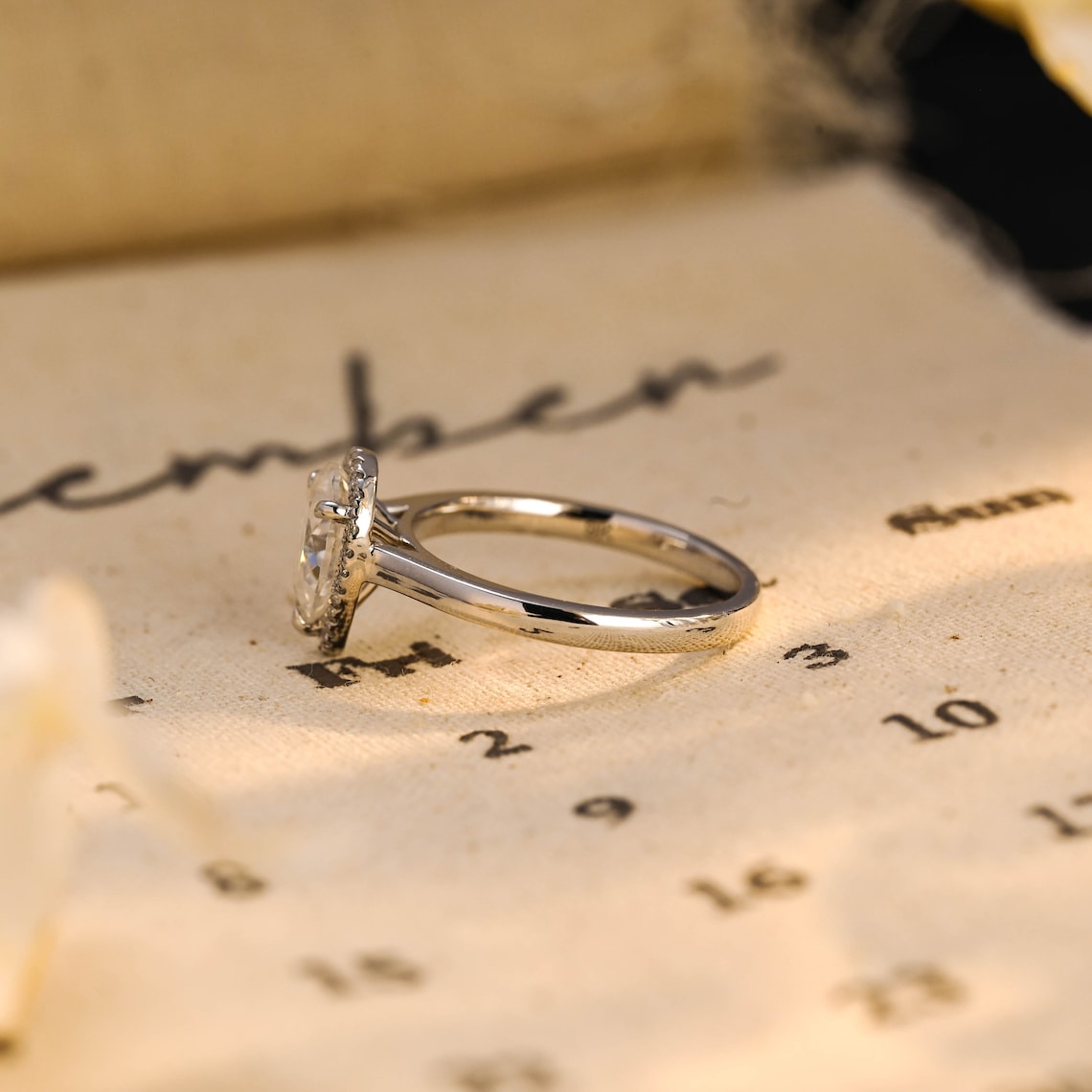 Stunning 3.0 CT Pear Moissanite Engagement Ring with Halo Design 8