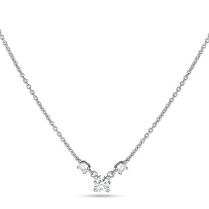 0.30 CT Round Moissanite Diamond Three Stone Necklace in Solid Gold